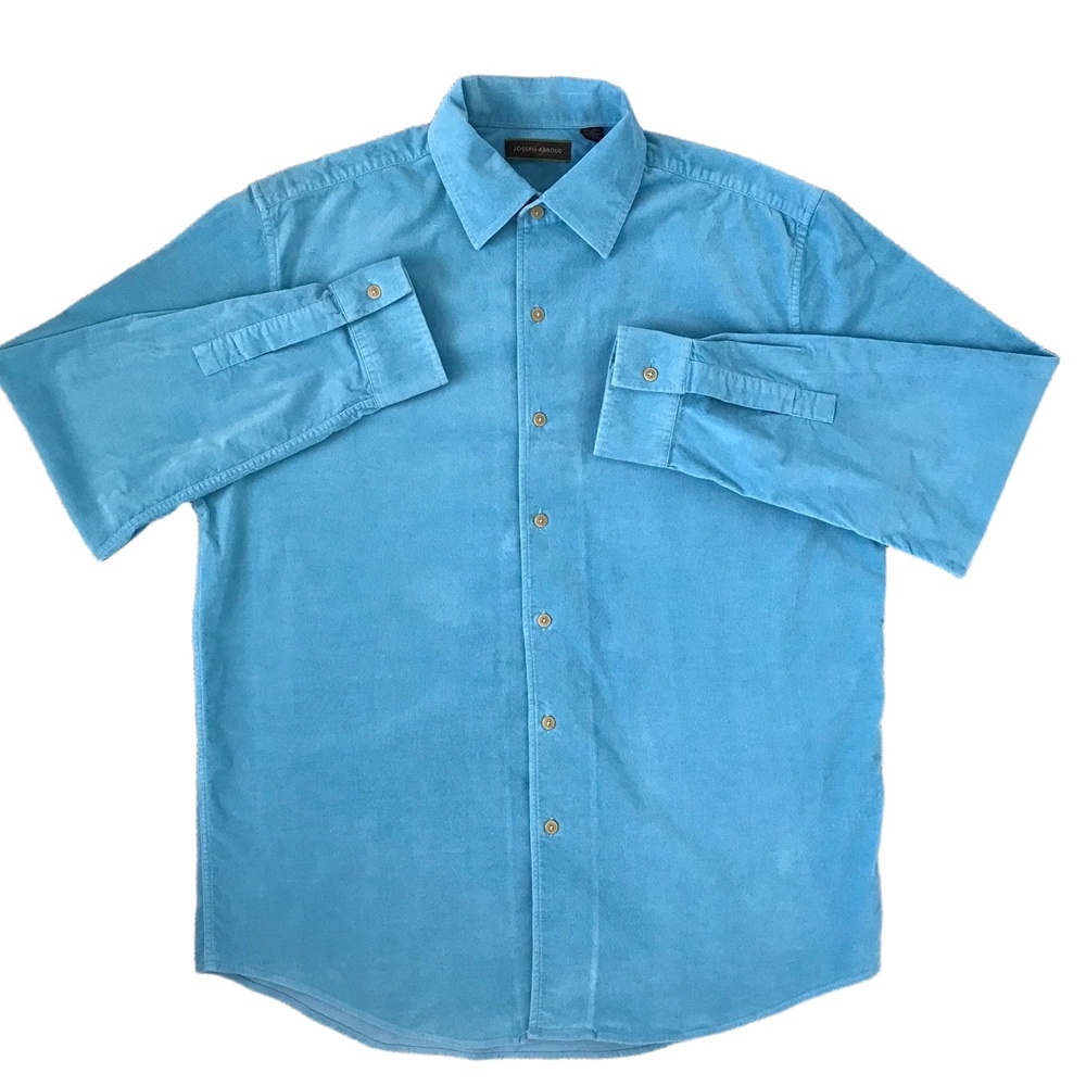 Joseph‎ Abboud Button Up Shirt Men's Large Stretch Corduroy Blue Long Sleeve - Picture 12 of 12